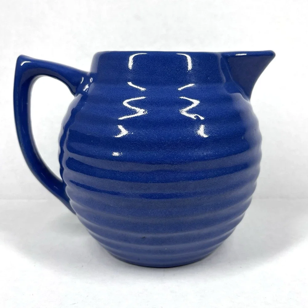 RARE Bauer Ringware‎ Beehive Cobalt Blue Pitcher 5.5